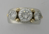 sterling band 18k gold diamonds