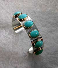 silver and turquoise cuff